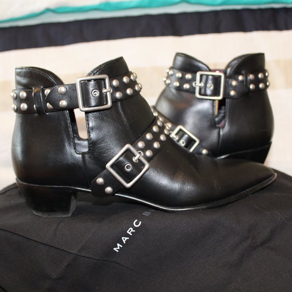 Marc Jacobs Studded Black Leather Booties - Picture 1 of 6